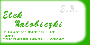 elek malobiczki business card